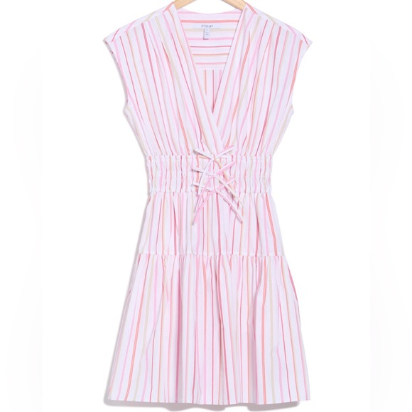 Derek Lam 10 Crosby Tora Pinstripe Sleeveless Fit & Flare Dress - Picture 2 of 6